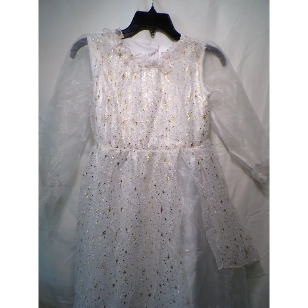 Spooktacular Creations Girls M Angel Dress Costume White Gold Tulle